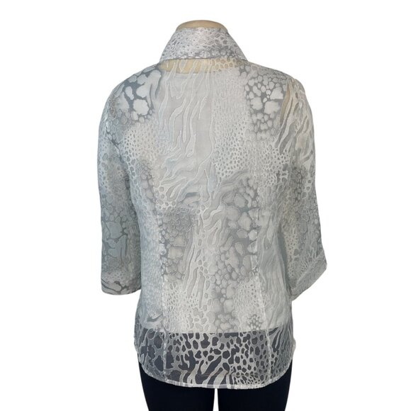 Cali and New York Women's White Sheer Button-Up Blouse & Tank Set Sz M/MP - Picture 3 of 13